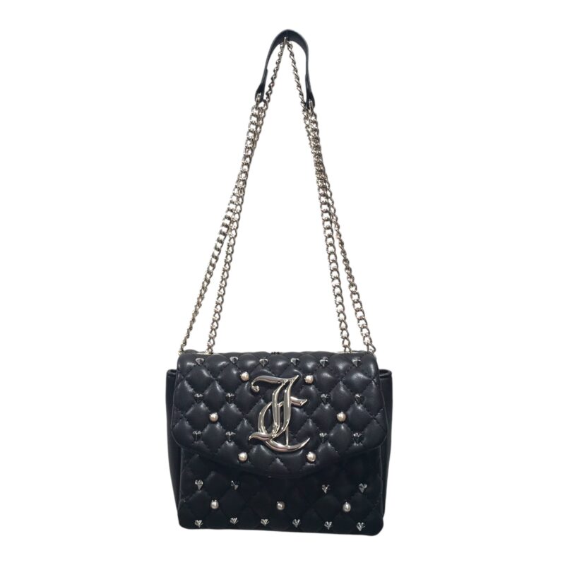 Alyssa Pearls Flap Bag Black