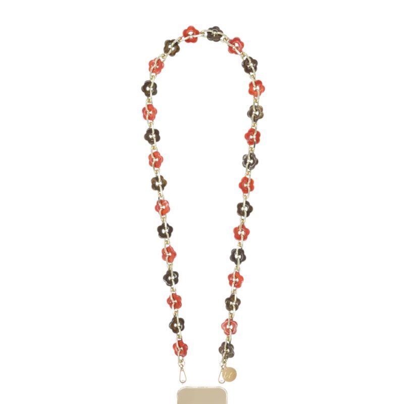 Chaine Cassy fleurs marron orange