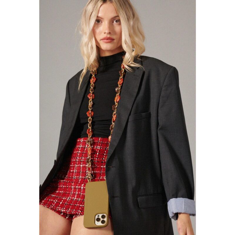Chaine Cassy fleurs marron orange - Imagen 2