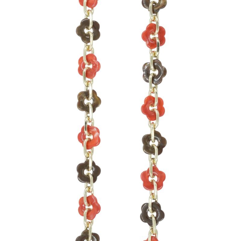 Chaine Cassy fleurs marron orange - Imagen 3