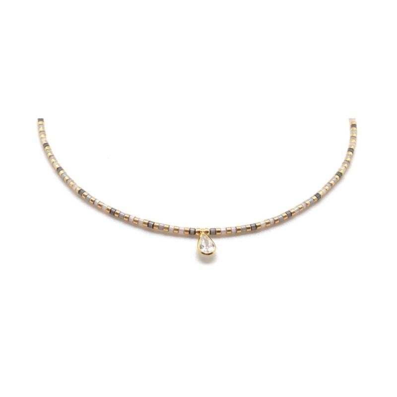 Miyuki Necklace N03 Grey pearl