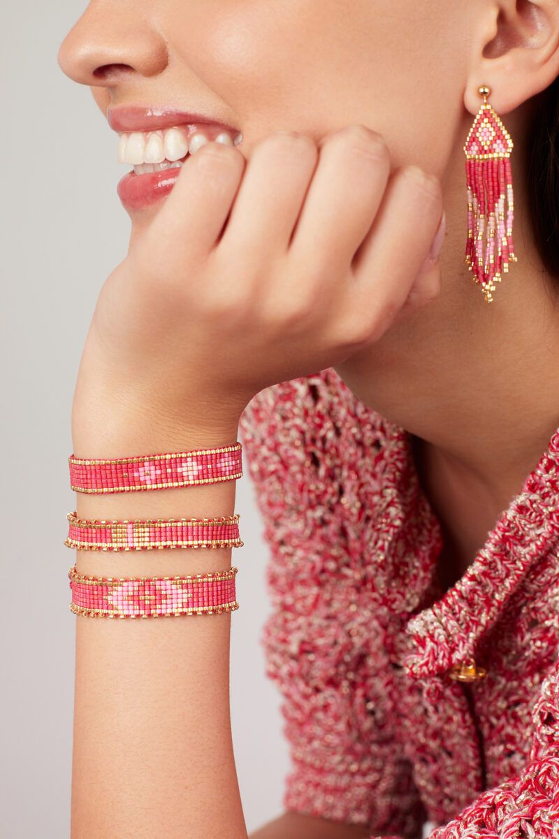 Miyuki Earrings E03 Cerise Garden - Imagen 2