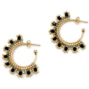 Miyuki Earrings E03 Black Wood
