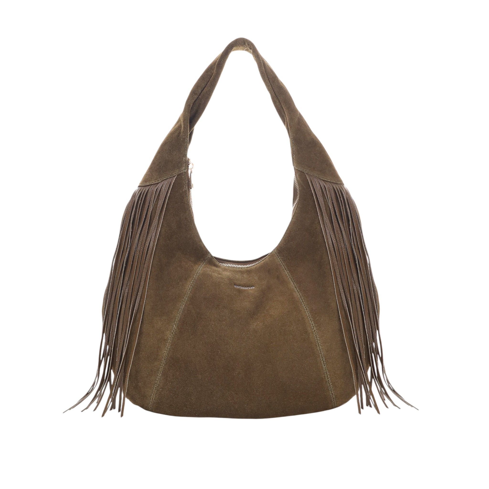 Gabi Suede Fringe Dark Olive w. Gold
