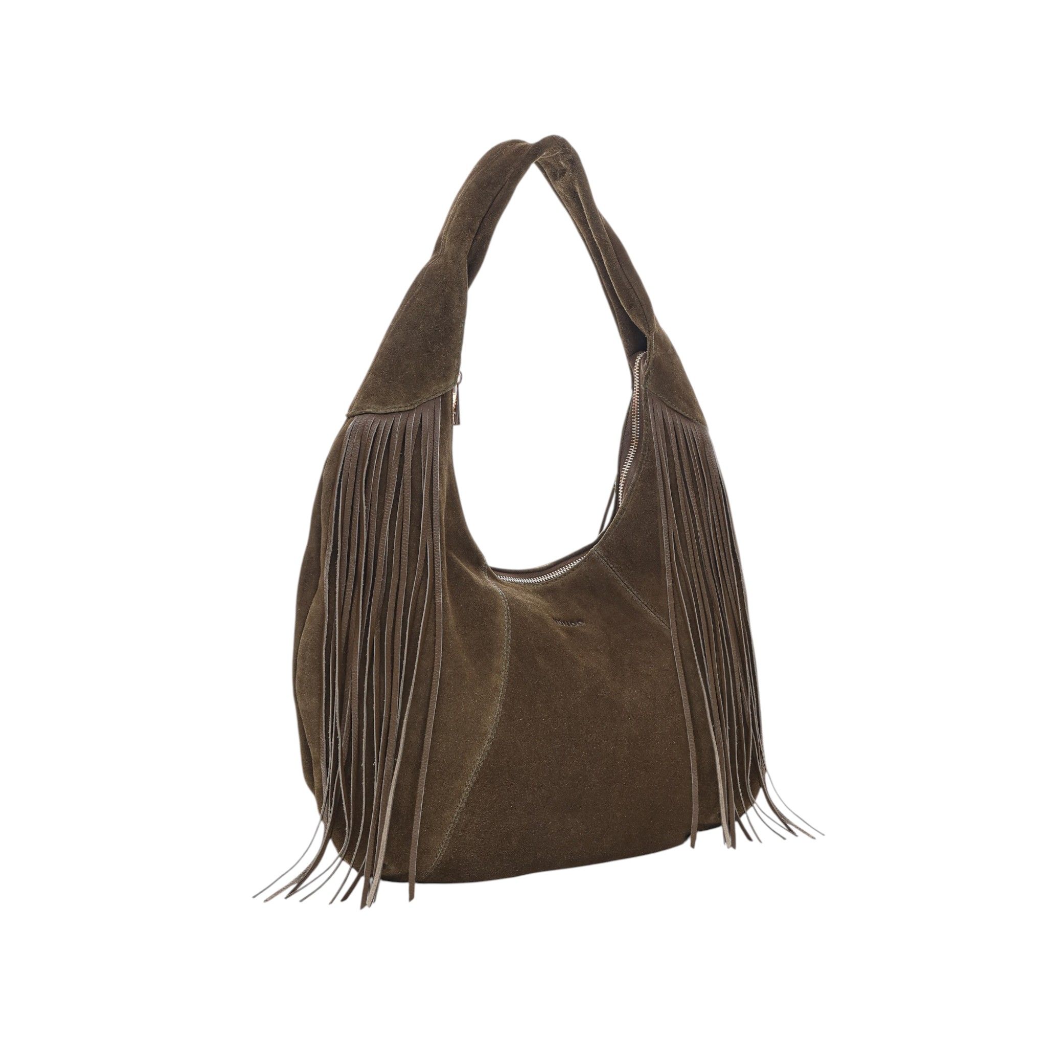 Gabi Suede Fringe Dark Olive w. Gold - Imagen 2