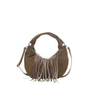 Mini Gabi Suede Fringe Dark Olive w. Gold