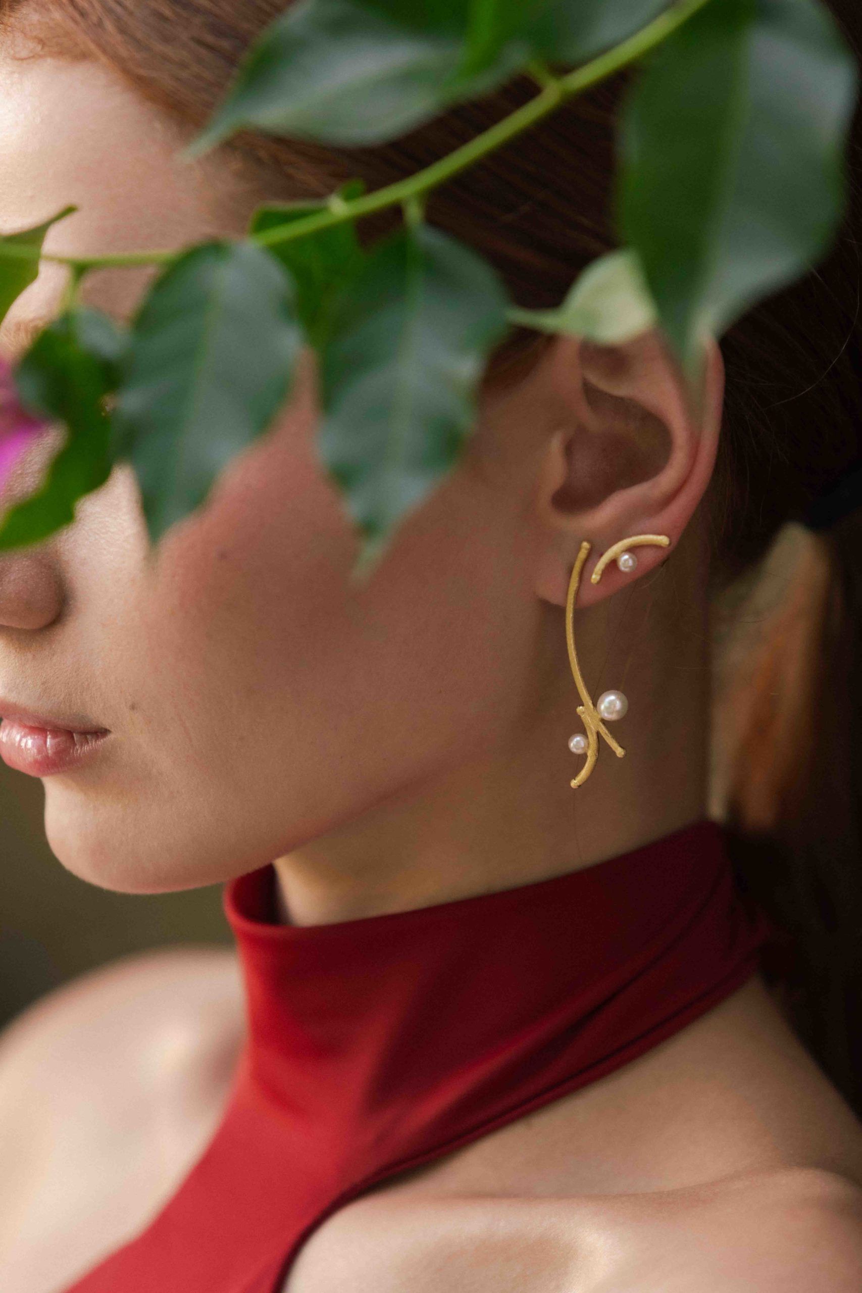 Pendientes japón Cruzado 4 perlas