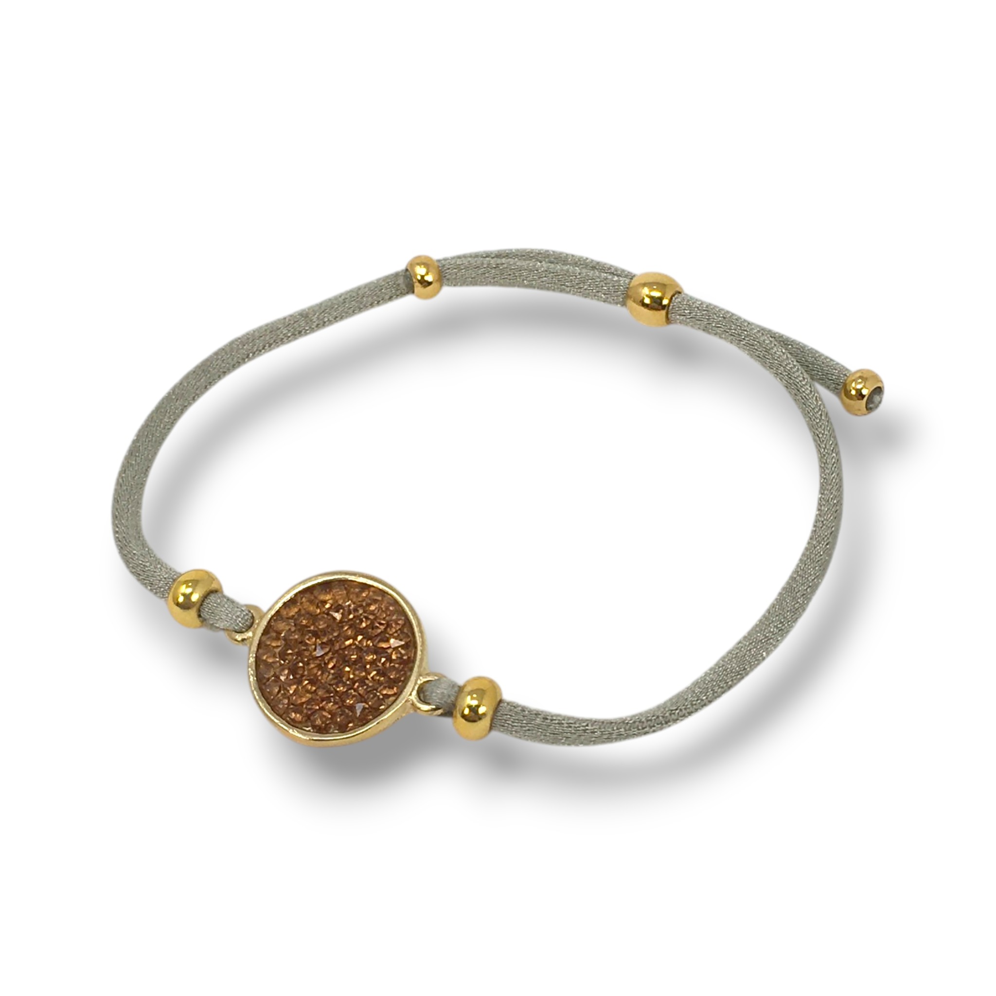 Cristal Rock Bracelet Soie Or